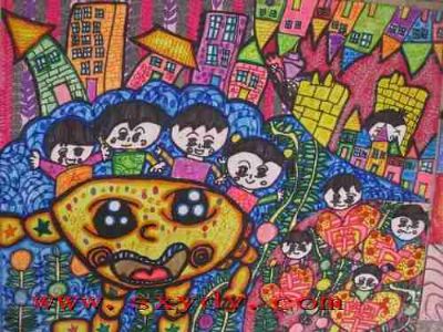 伊甸园庆祝建党90周年小学生绘画